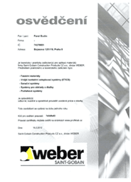 WEBER certifikát