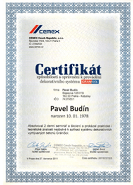 CEMEX certifikát 1